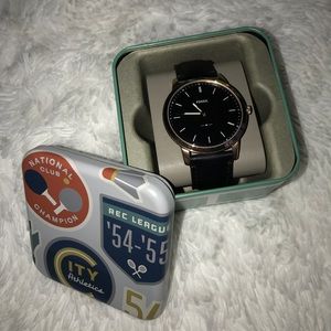 Black Leather & Water Resistant Fossil Watch